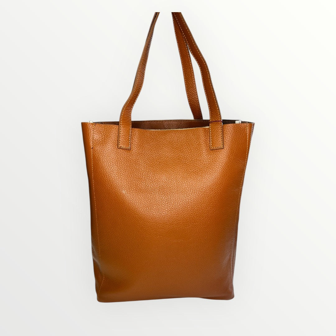 BORSA SHOPPER IN PELLE DOLLARO CUOIO