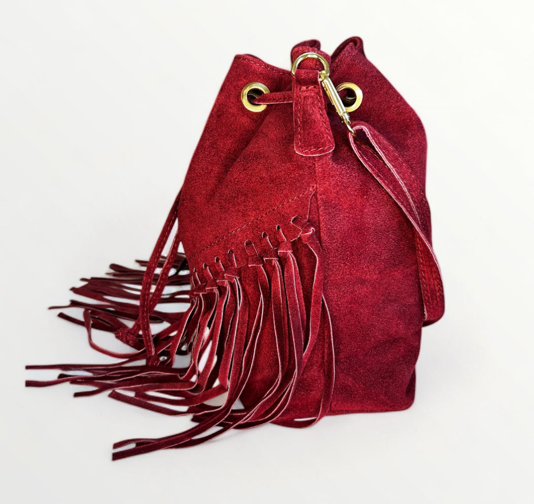 BORSA JOLIE IN PELLE CAMOSCIO BORDÒ