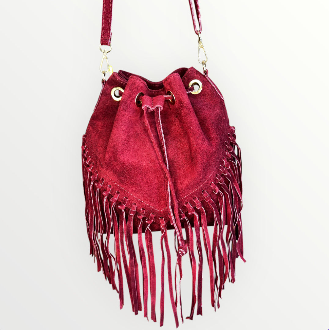 BORSA JOLIE IN PELLE CAMOSCIO BORDÒ
