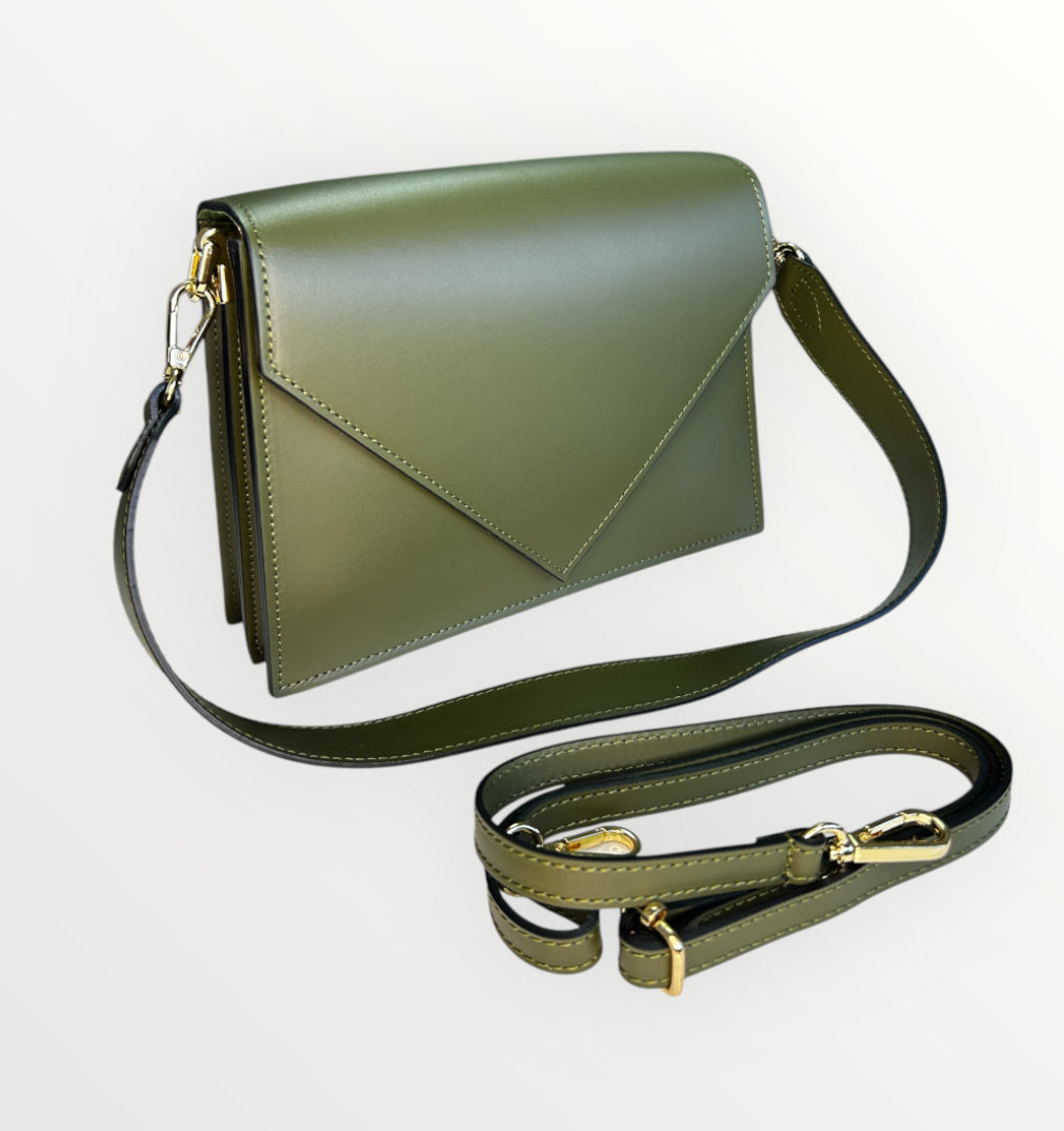 BORSA SOFIA IN PELLE RUGA VERDE