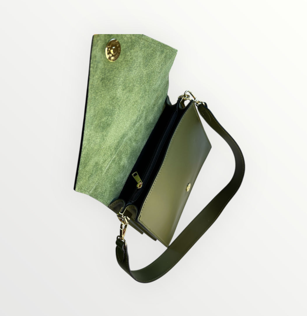 BORSA SOFIA IN PELLE RUGA VERDE