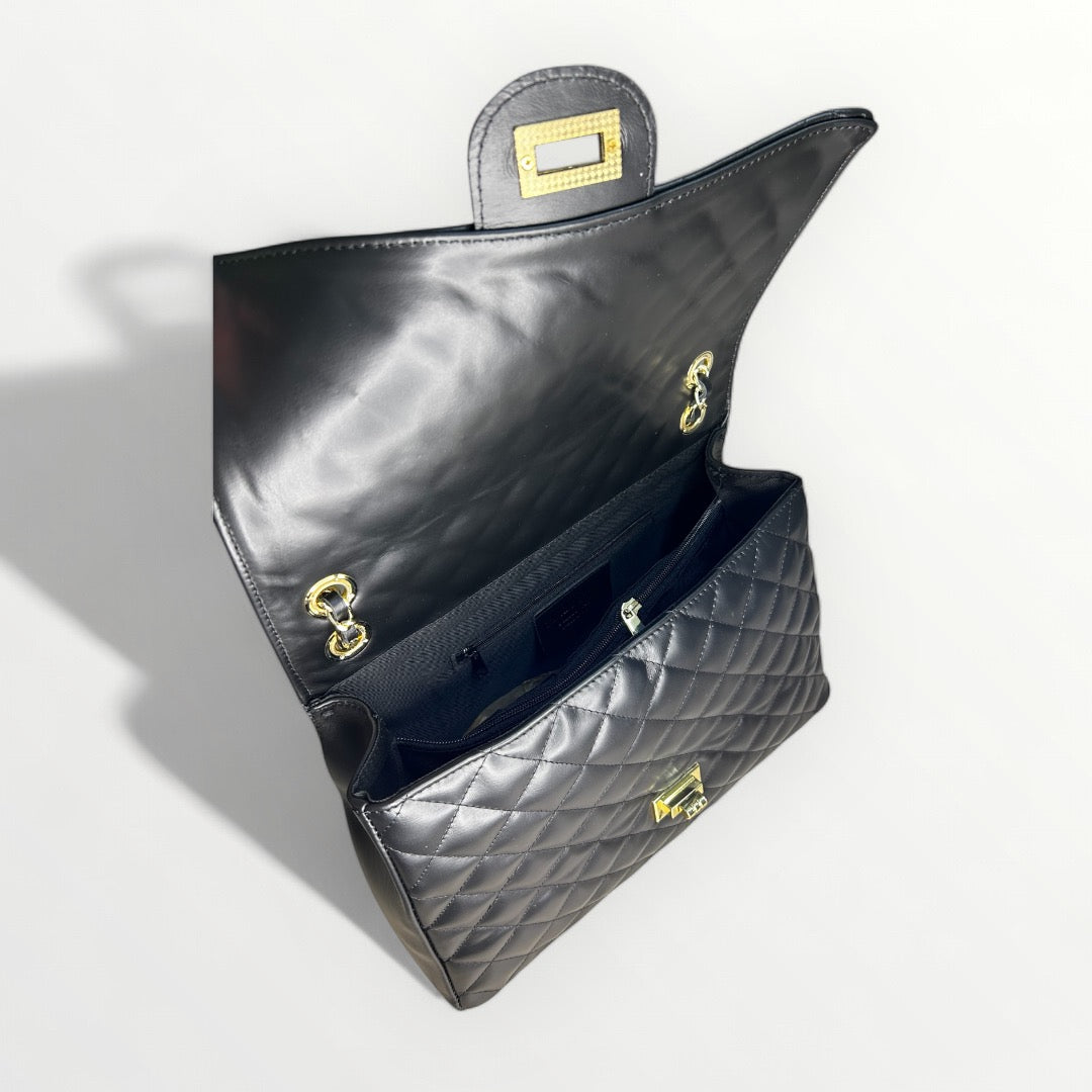 BORSA MAXI IN PELLE TRAPUNTATA NERA