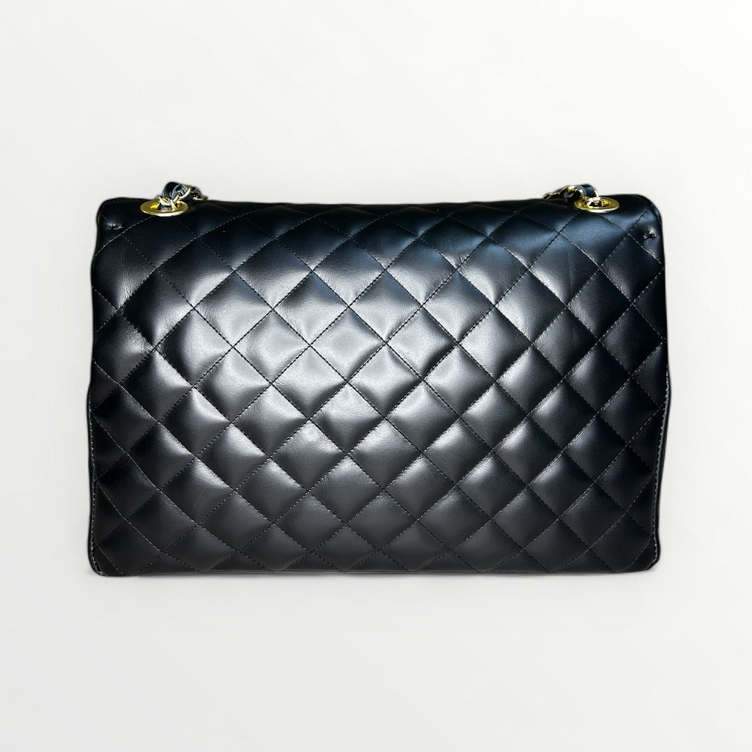 BORSA MAXI IN PELLE TRAPUNTATA NERA