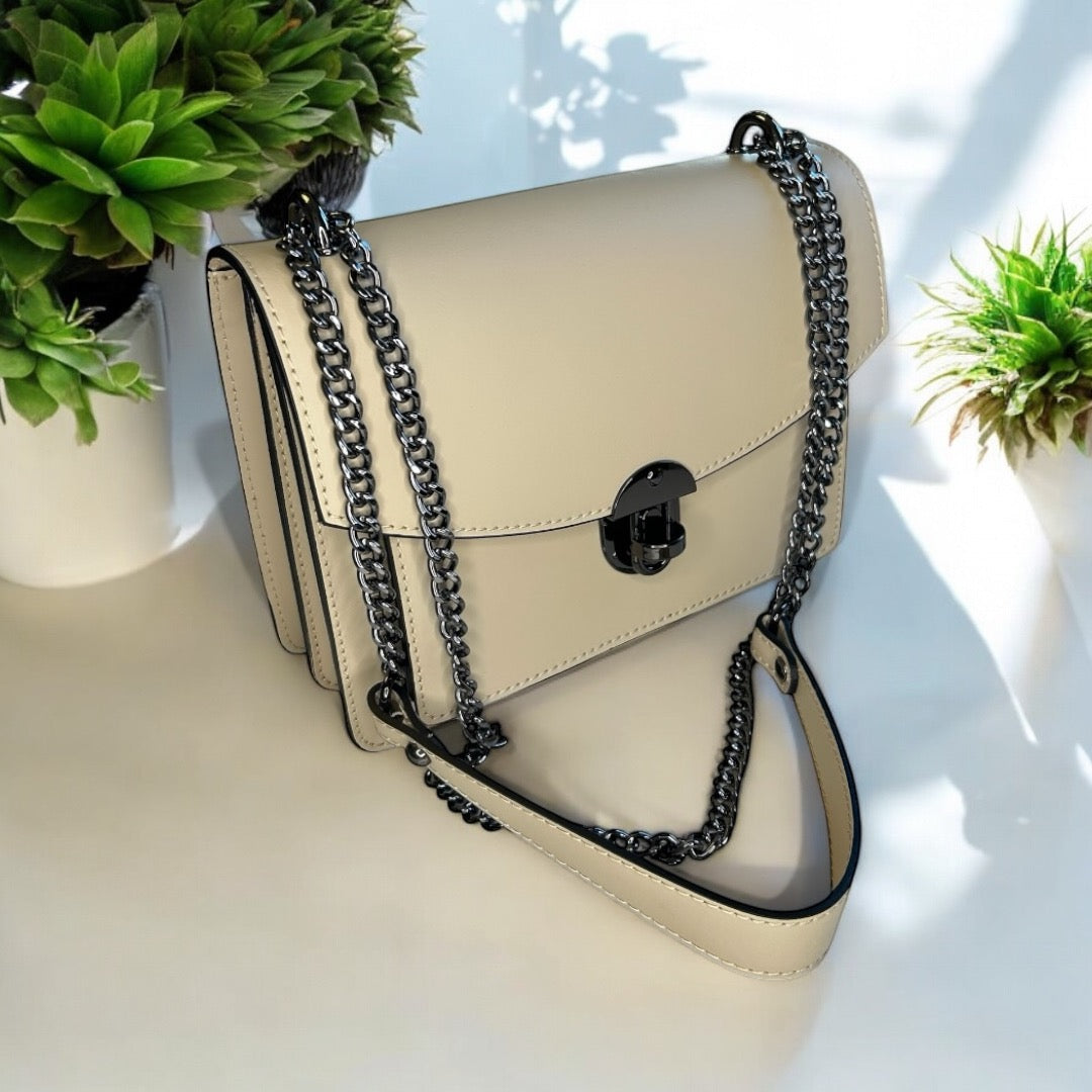BORSA AMY IN PELLE DI RUGA BEIGE
