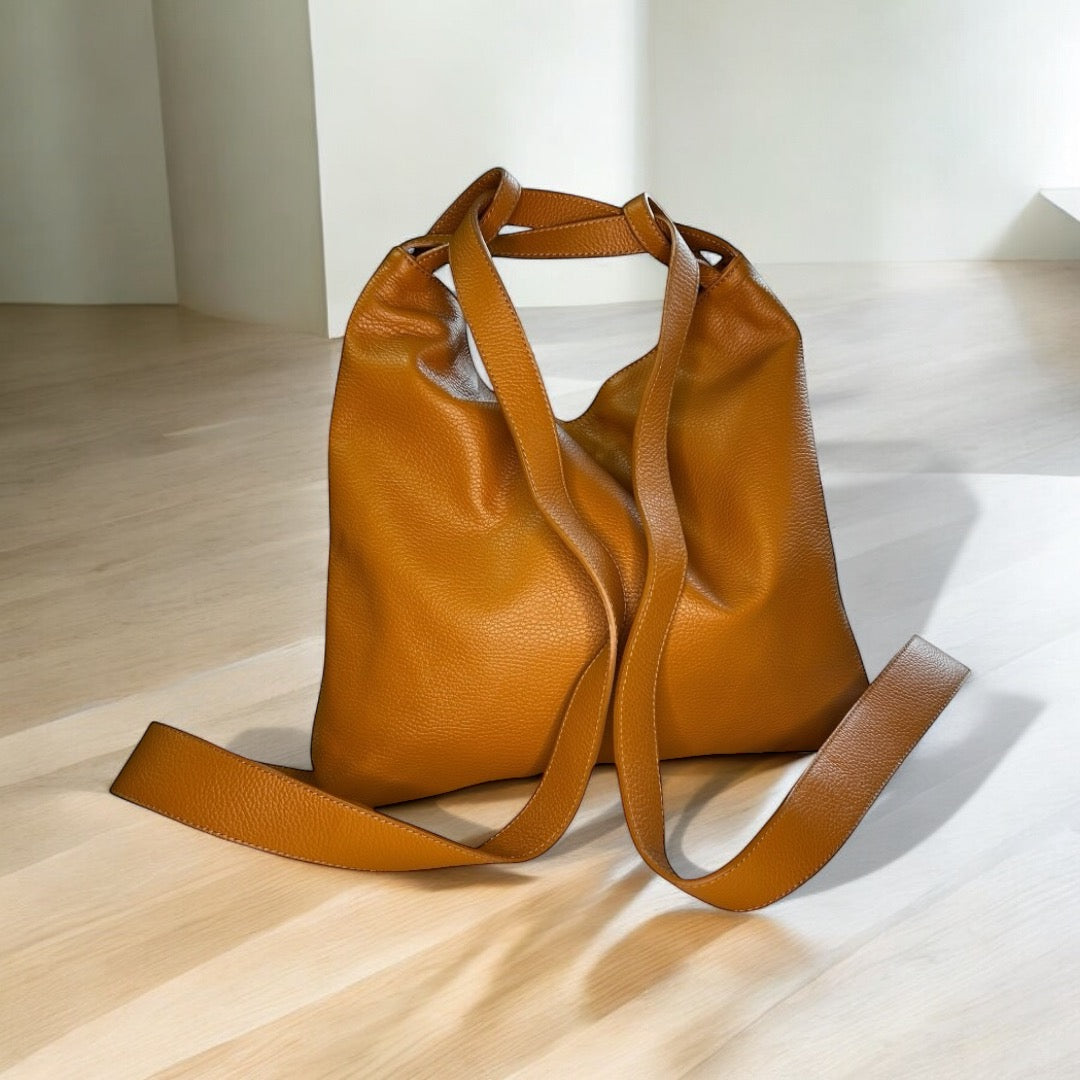BORSA ZAINO SARA IN PELLE DOLLARO CAMMELLO