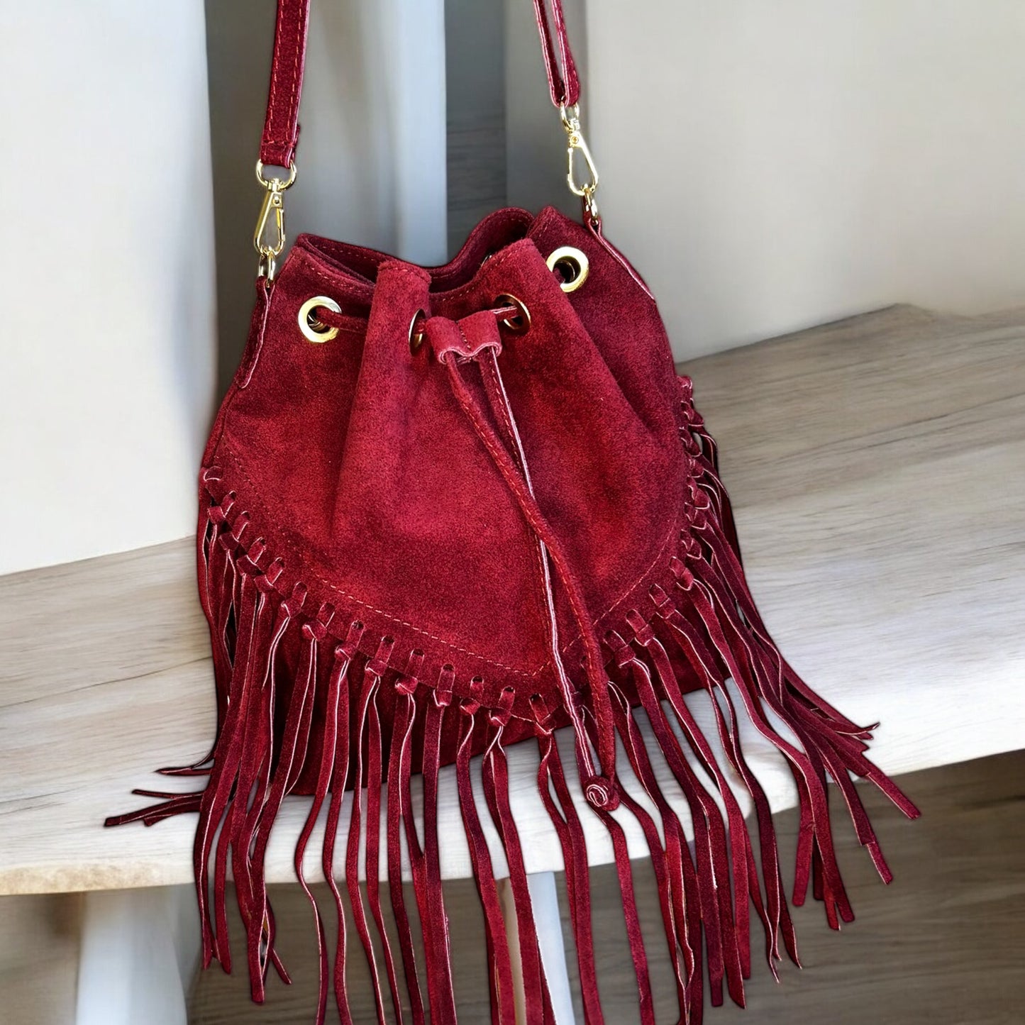 BORSA JOLIE IN PELLE CAMOSCIO BORDÒ
