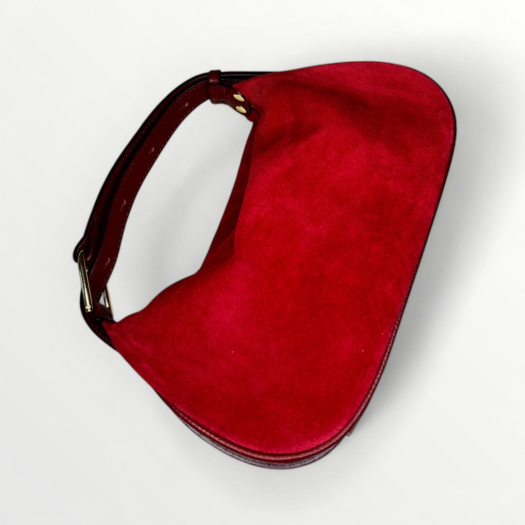 BORSA HOBO IN VERA PELLE CAMOSCIO ROSSO SCURO