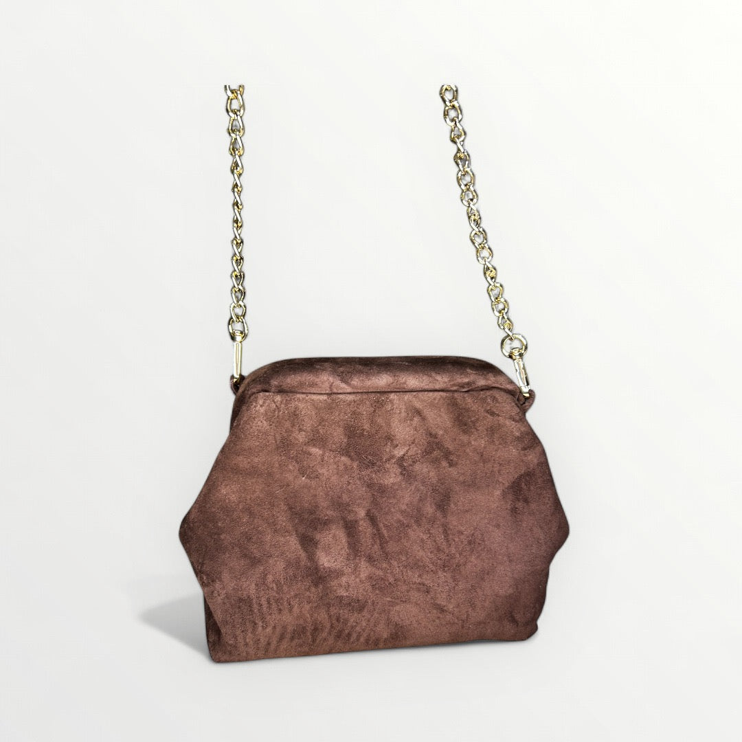 CLUTCH IN PELLE CAMOSCIO CIOCCOLATO