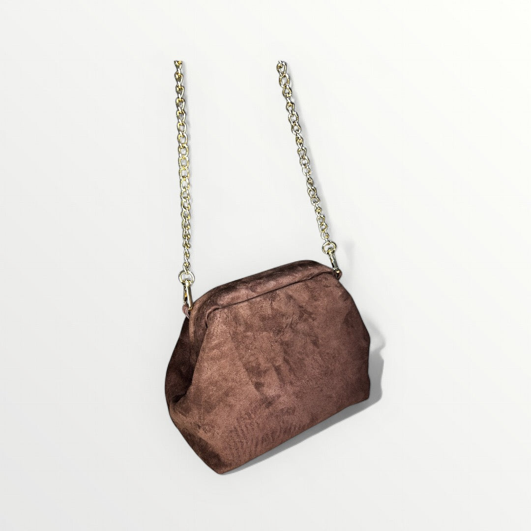 CLUTCH IN PELLE CAMOSCIO CIOCCOLATO