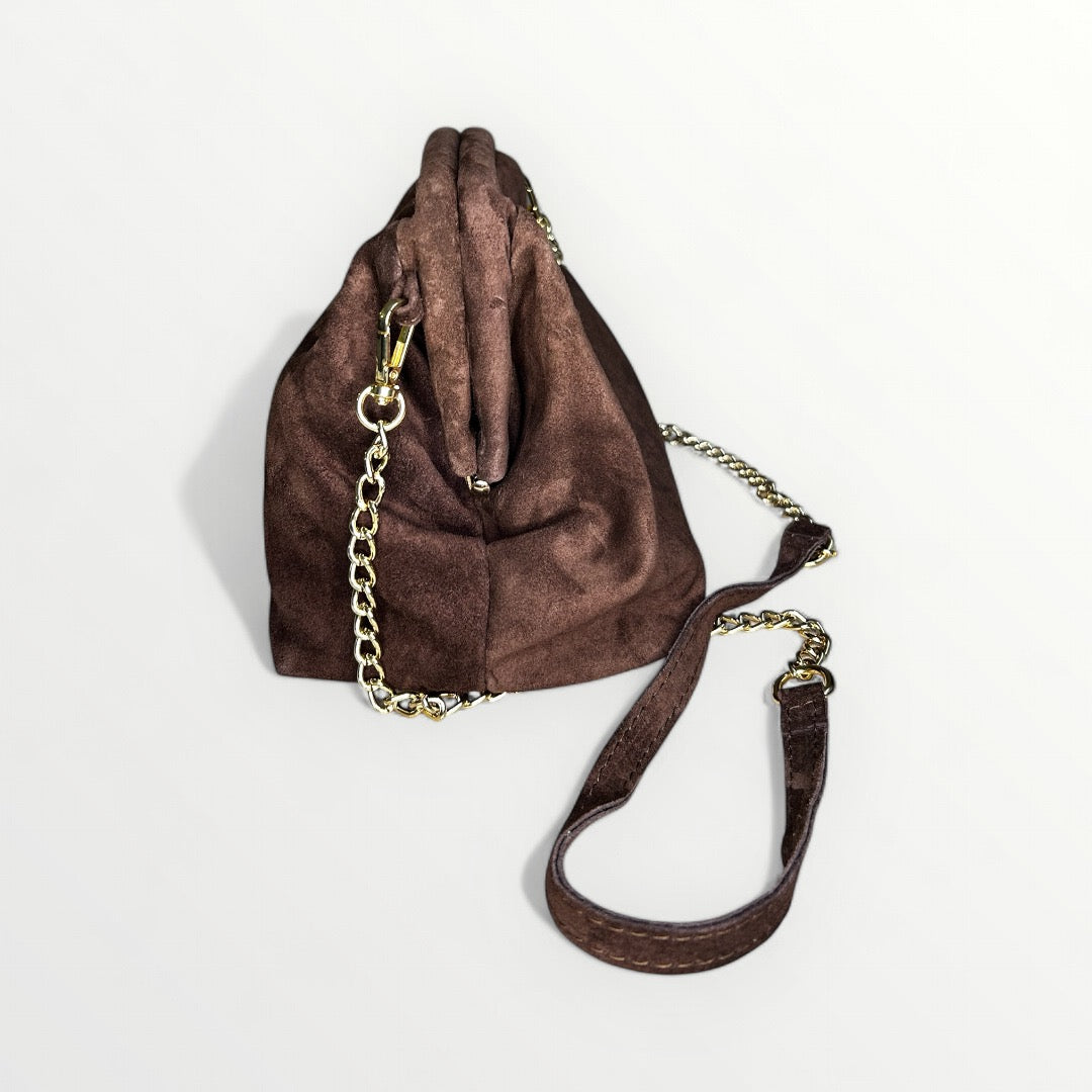 CLUTCH IN PELLE CAMOSCIO CIOCCOLATO