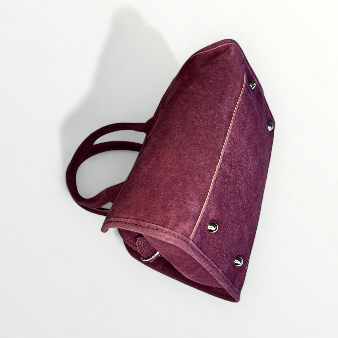 BORSA IN PELLE CAMOSCIO PRUGNA