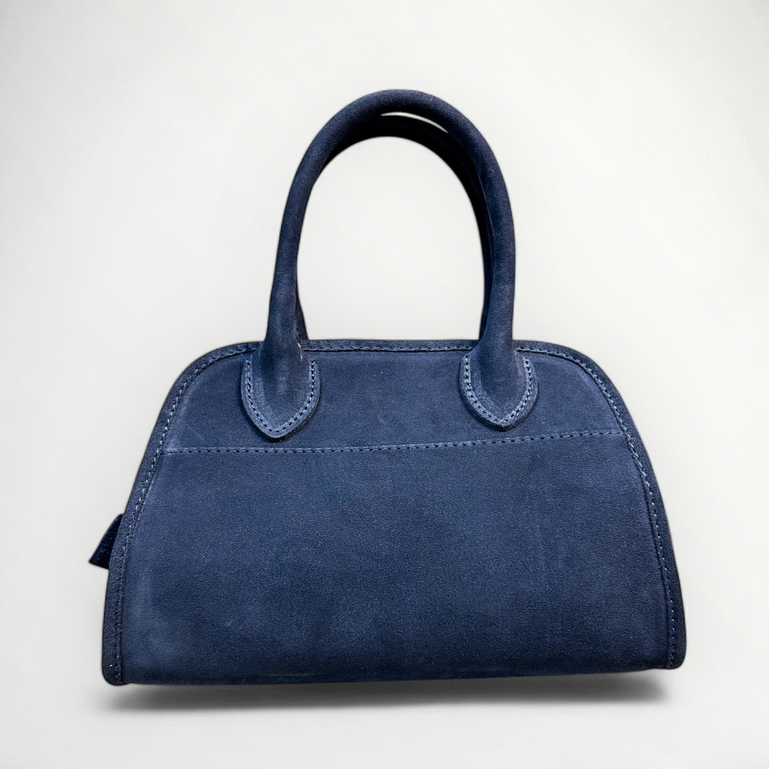 BORSA IN PELLE CAMOSCIO BLU