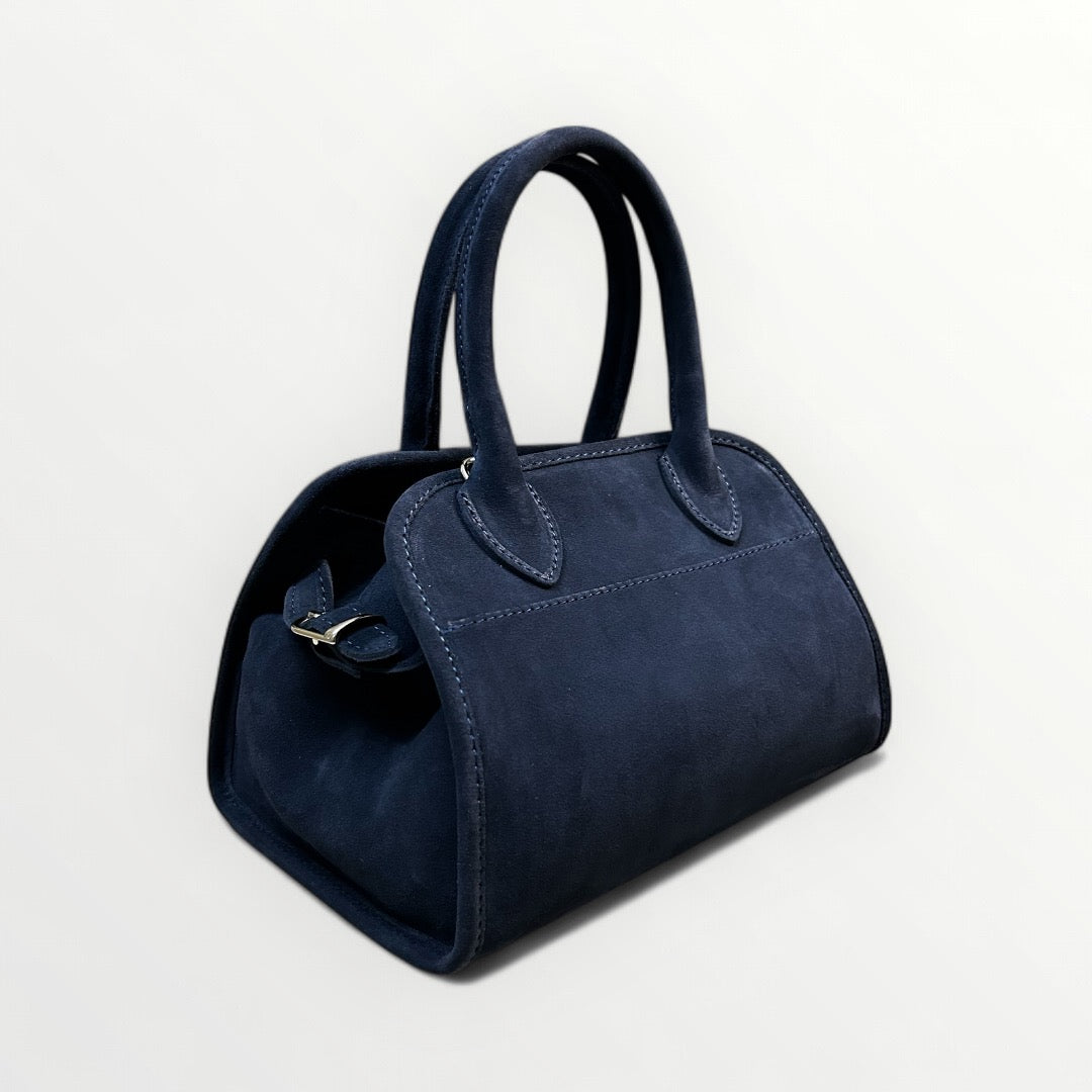 BORSA IN PELLE CAMOSCIO BLU