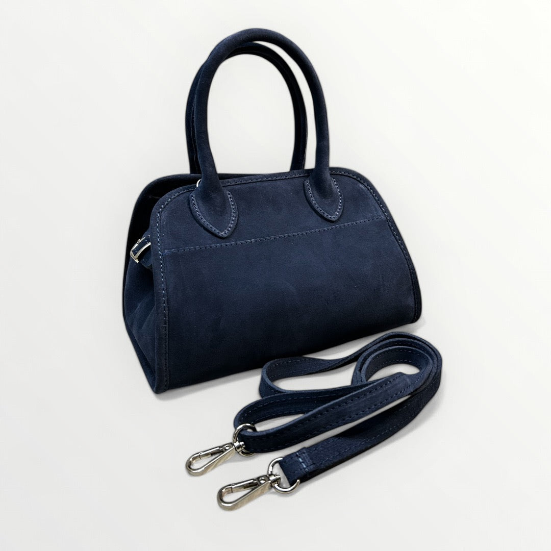 BORSA IN PELLE CAMOSCIO BLU