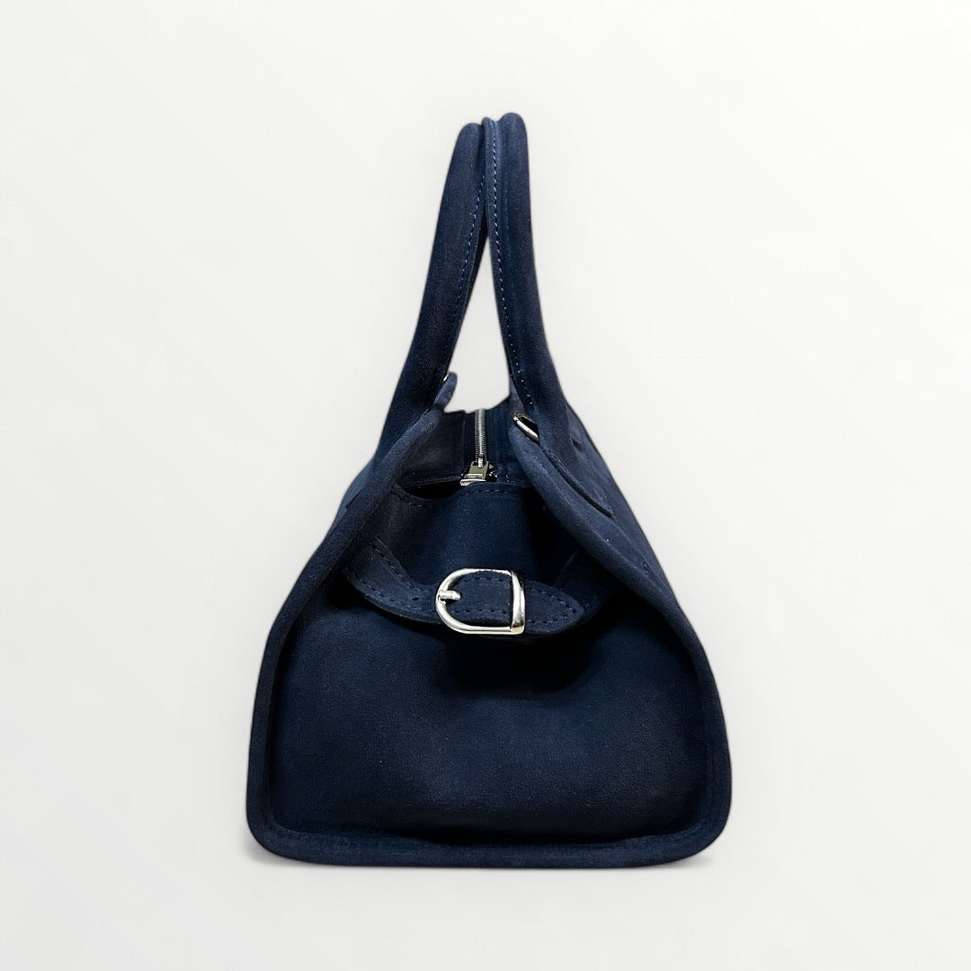 BORSA IN PELLE CAMOSCIO BLU