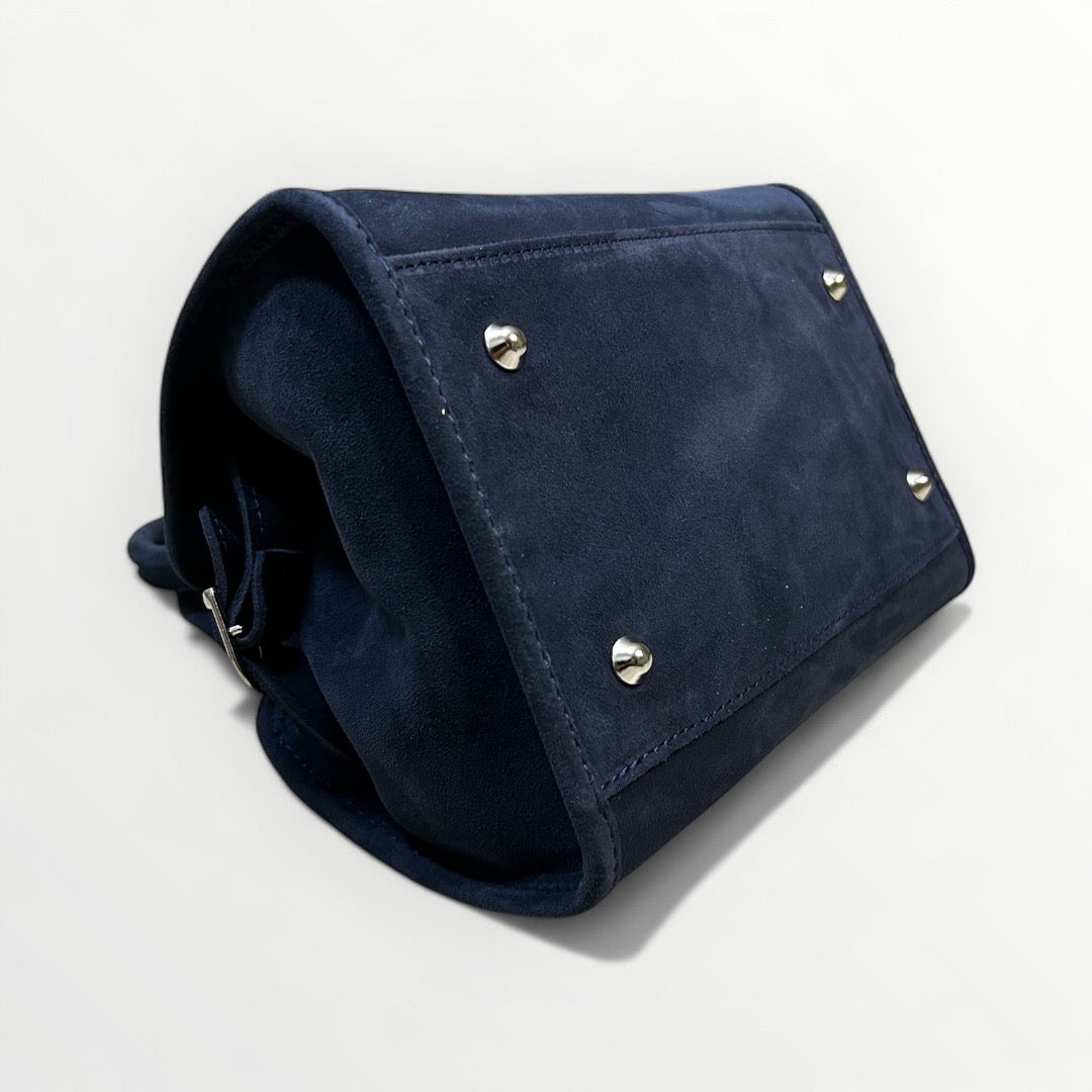 BORSA IN PELLE CAMOSCIO BLU