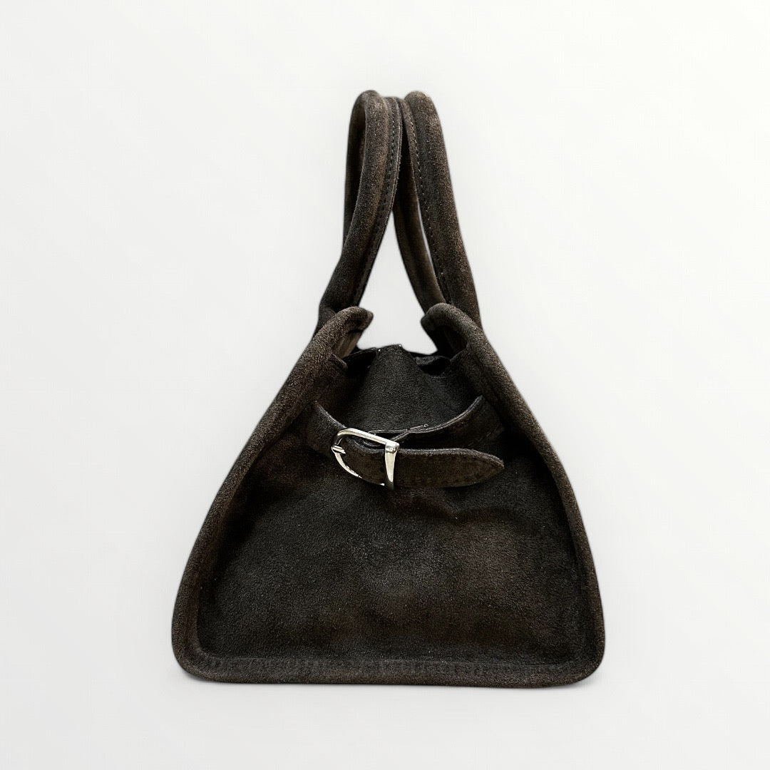 BORSA IN PELLE CAMOSCIO TESTA DI MORO