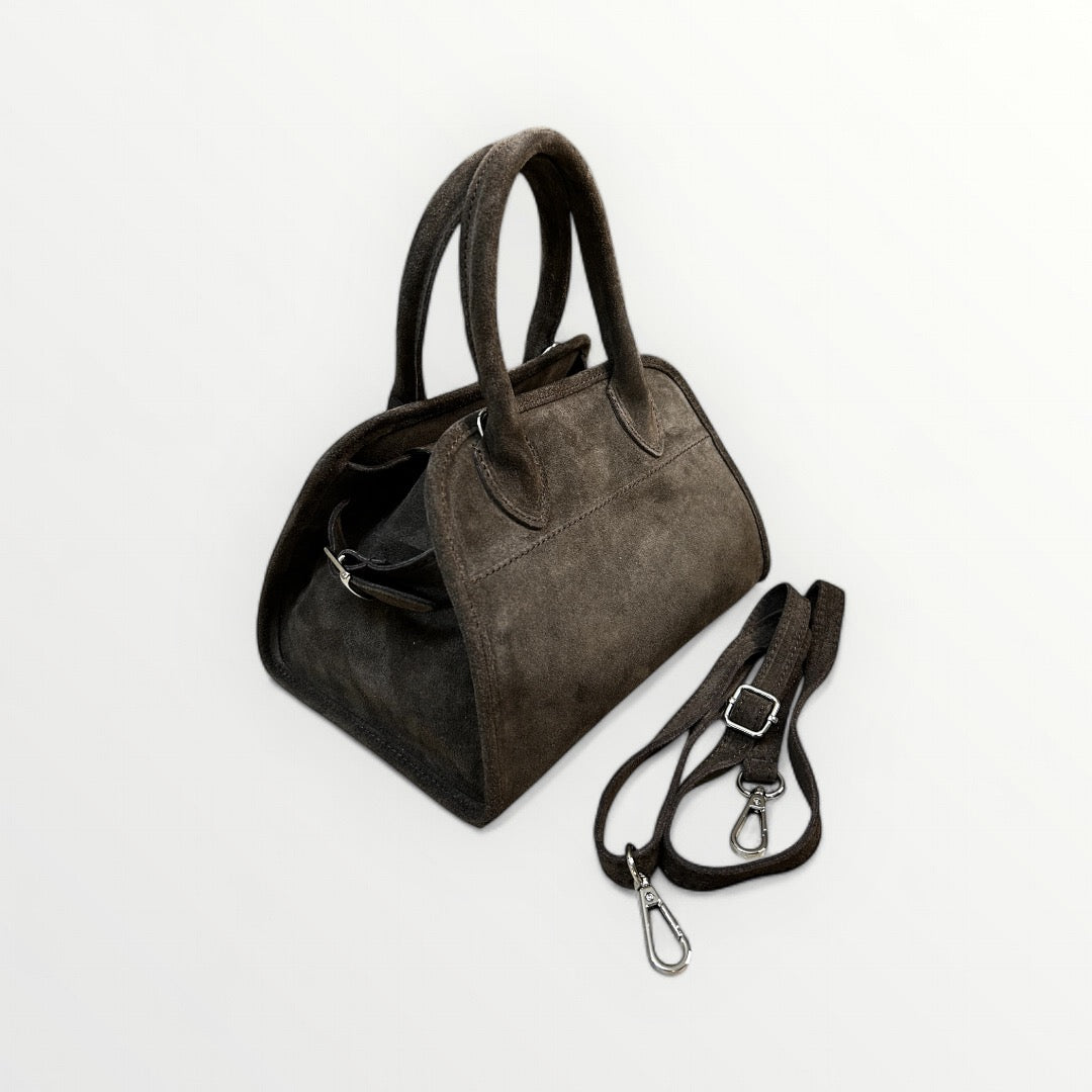 BORSA IN PELLE CAMOSCIO TESTA DI MORO