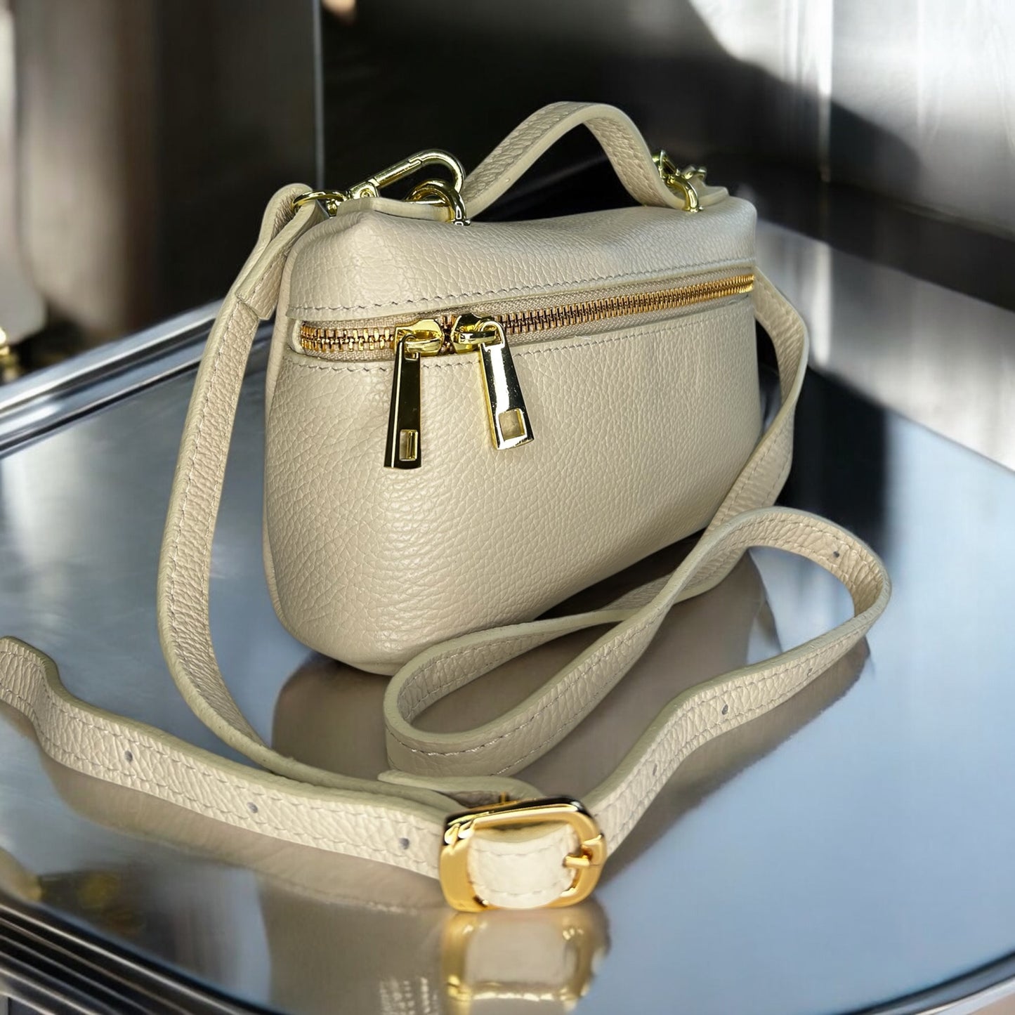 BORSA MINI IN PELLE BEIGE