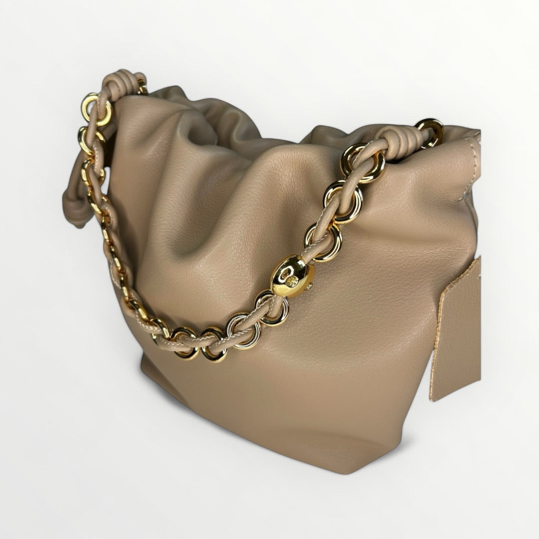 BORSA MINI IN PELLE TAUPE
