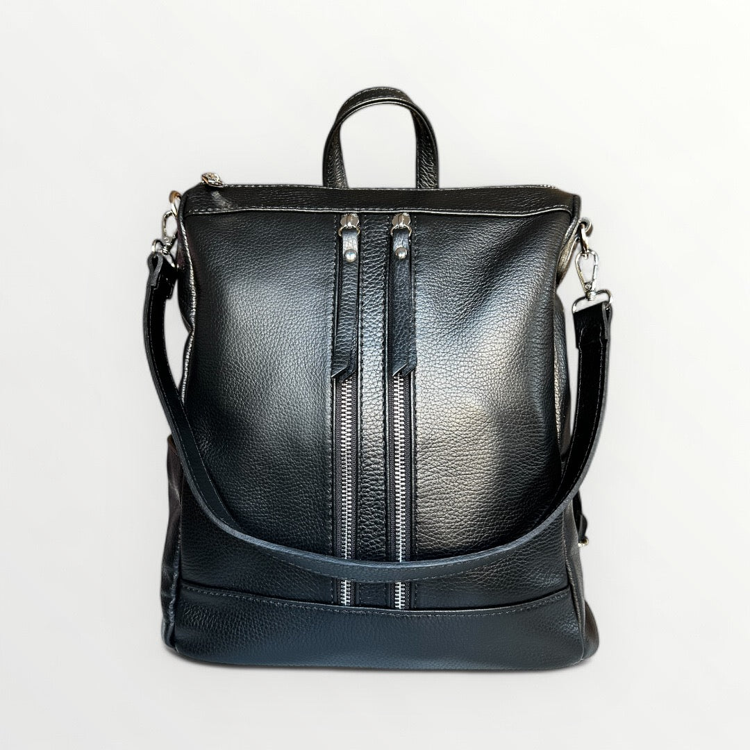 ZAINO BORSA MEGAN IN PELLE DOLLARO NERA