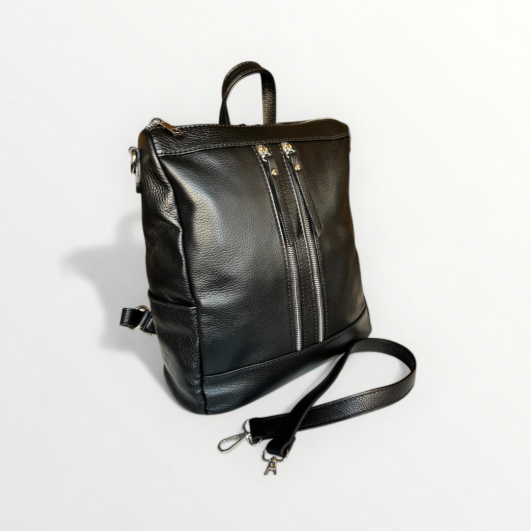 ZAINO BORSA MEGAN IN PELLE DOLLARO NERA