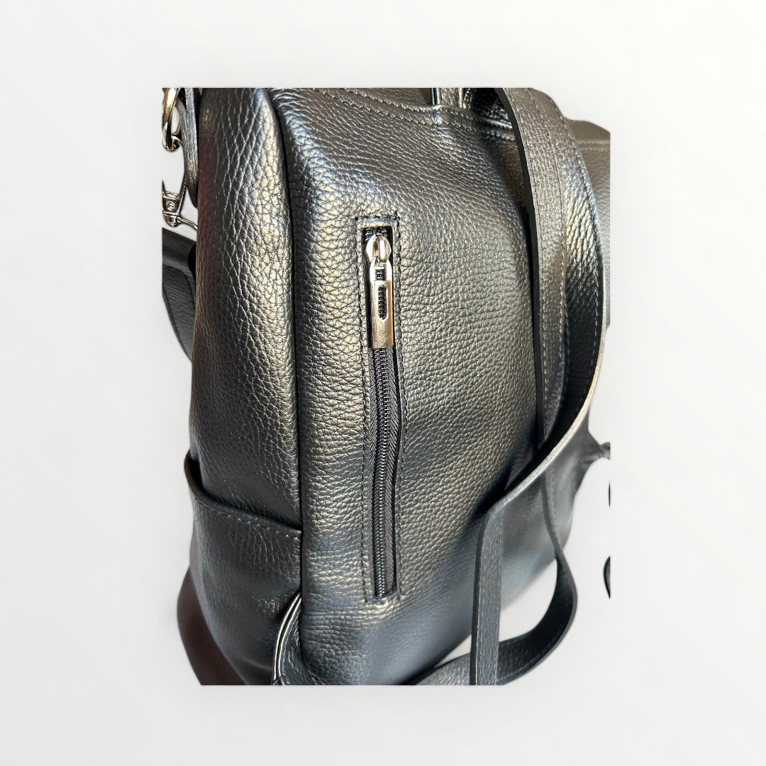 ZAINO BORSA MEGAN IN PELLE DOLLARO NERA