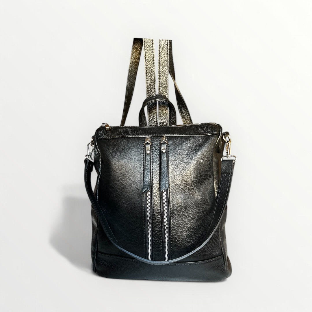 ZAINO BORSA MEGAN IN PELLE DOLLARO NERA
