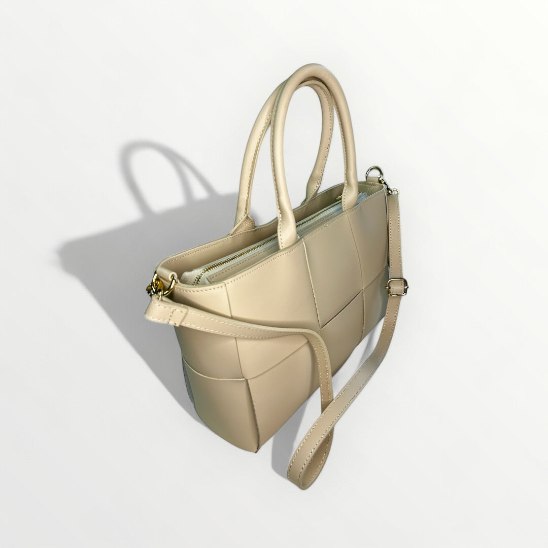 BORSA LADY IN PELLE SPAZZOLATA BEIGE