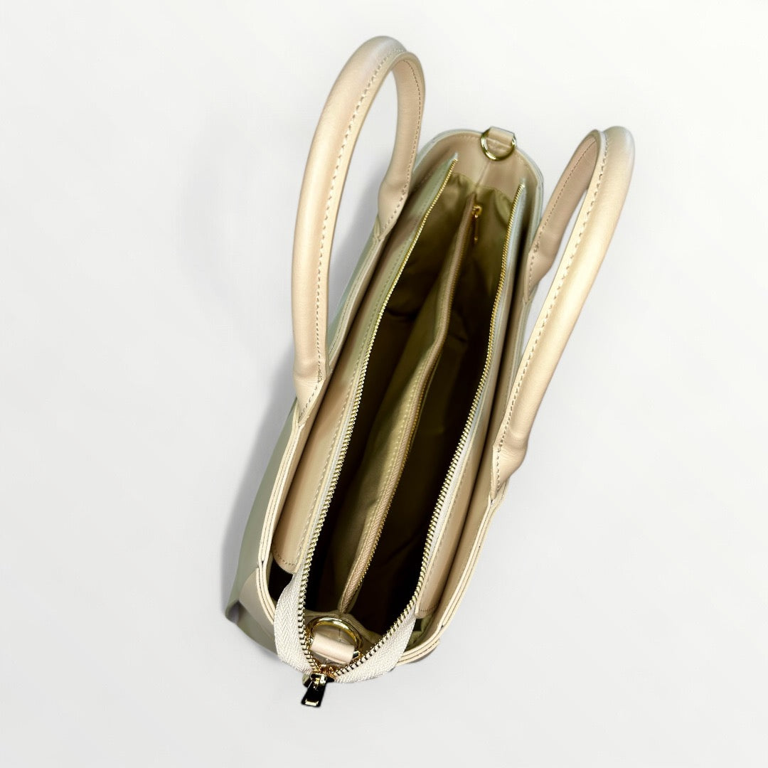 BORSA LADY IN PELLE SPAZZOLATA BEIGE