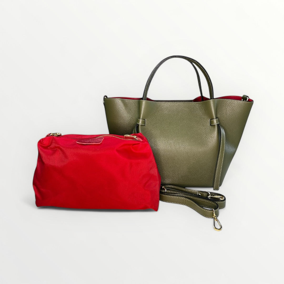 BORSA ELLY IN PELLE DOLLARO VERDE MILITARE