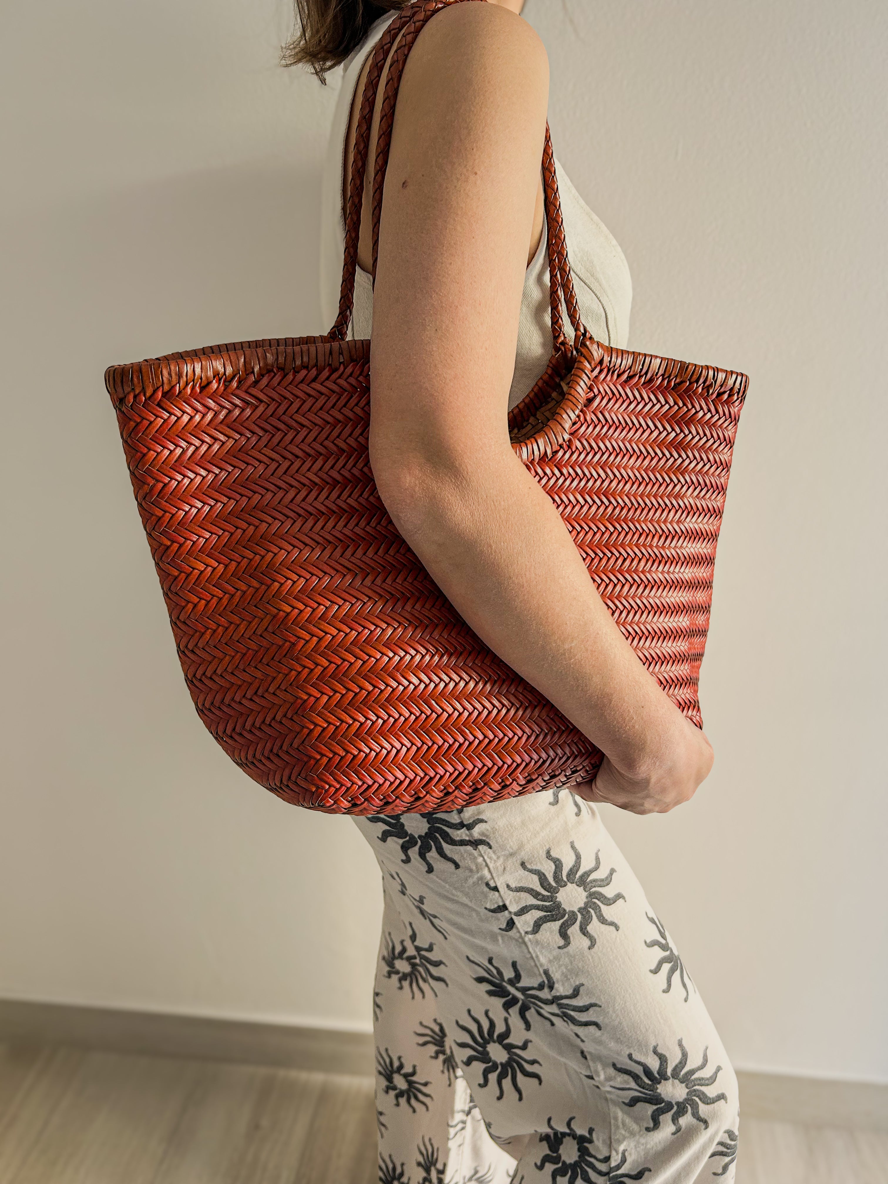 BORSA MARISOL LARGE  IN  PELLE TAMPONATO INTRECCIATO