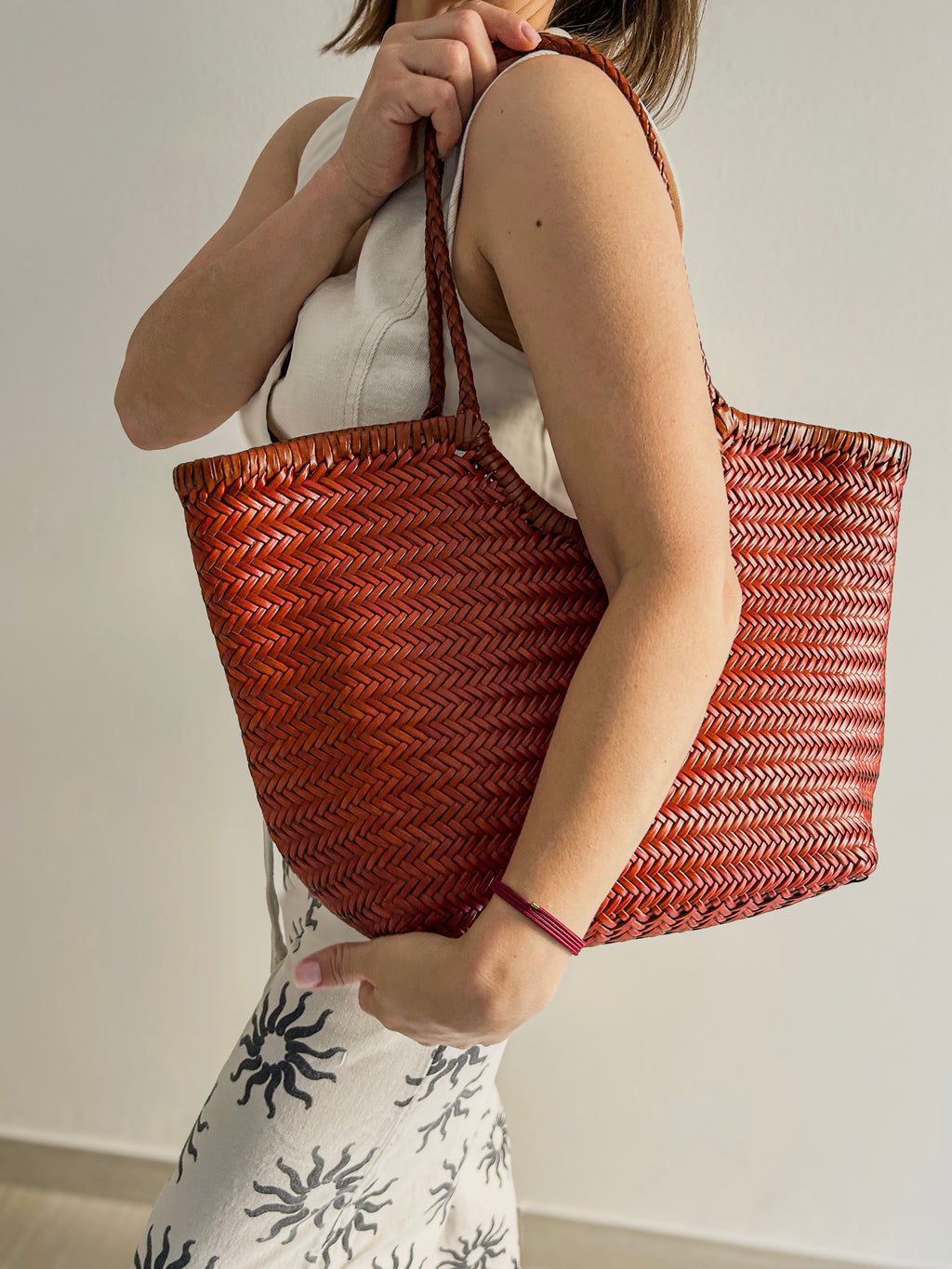 BORSA MARISOL LARGE  IN  PELLE TAMPONATO INTRECCIATO