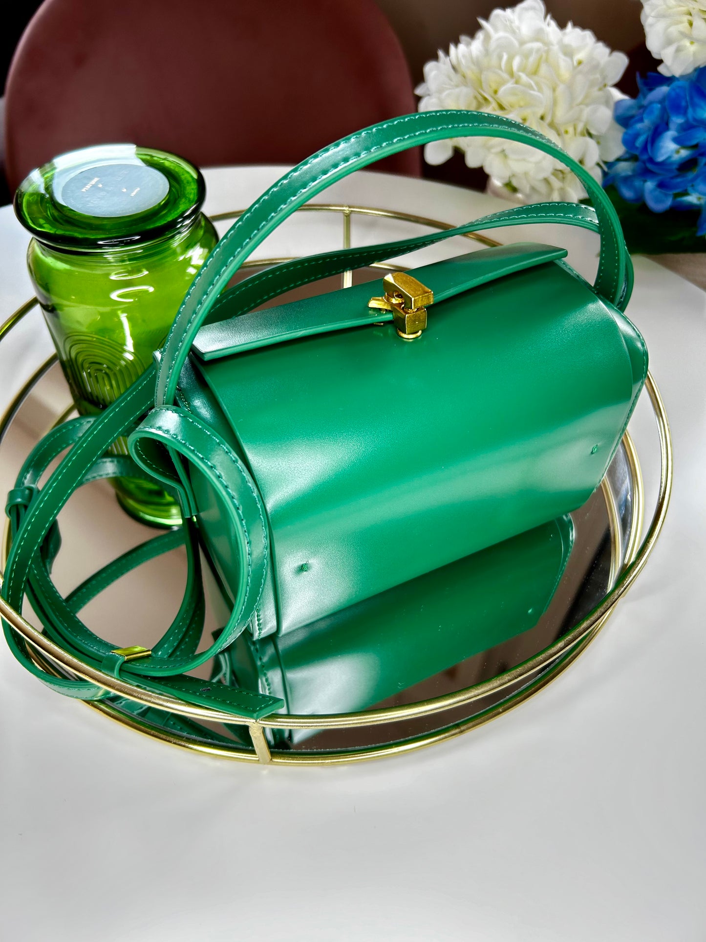 BORSA VANITY IN PELLE VERDE
