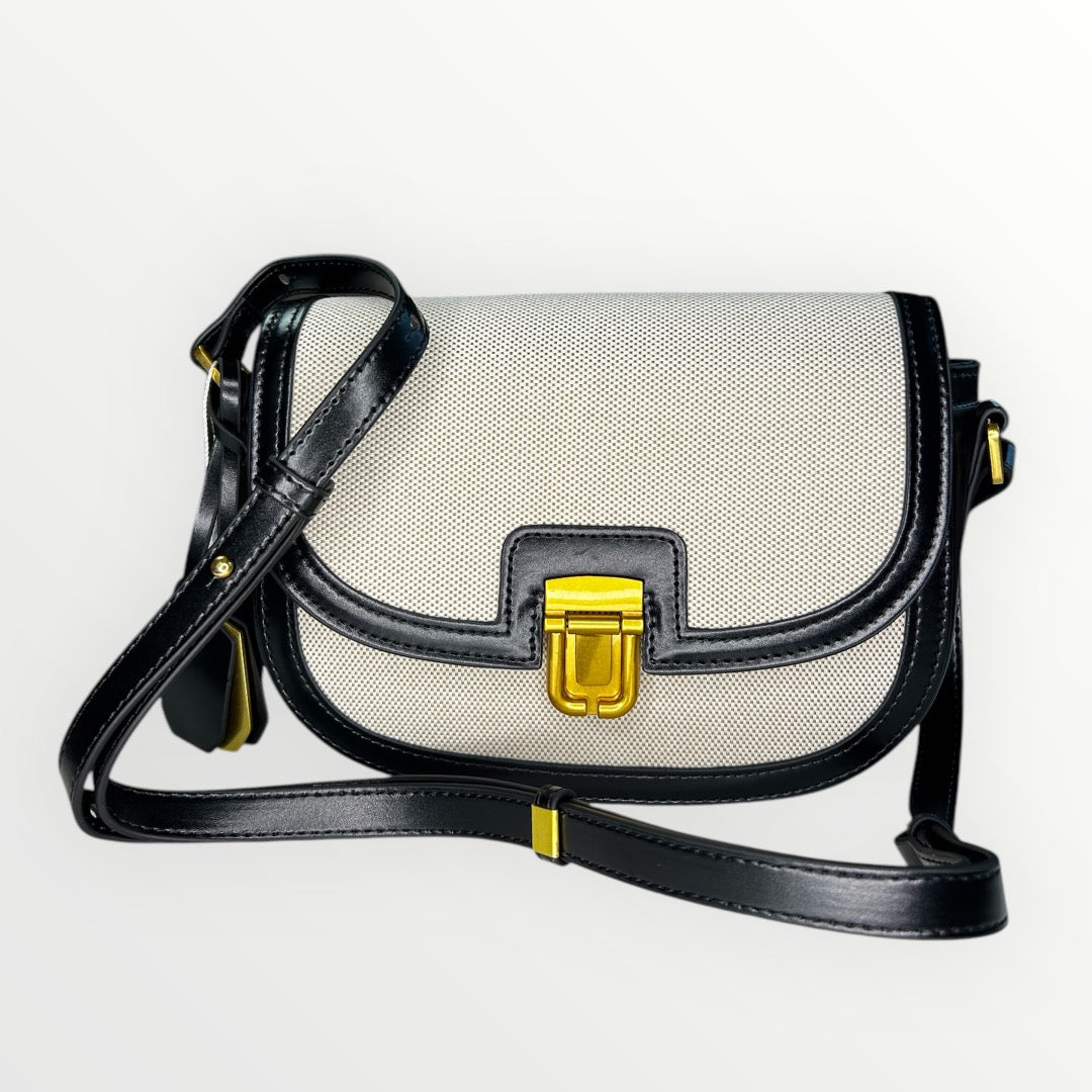 BORSA MAG IN PELLE  NERA E CANVAS