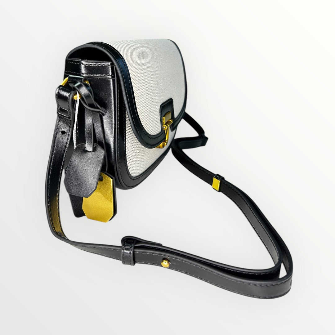 BORSA MAG IN PELLE  NERA E CANVAS