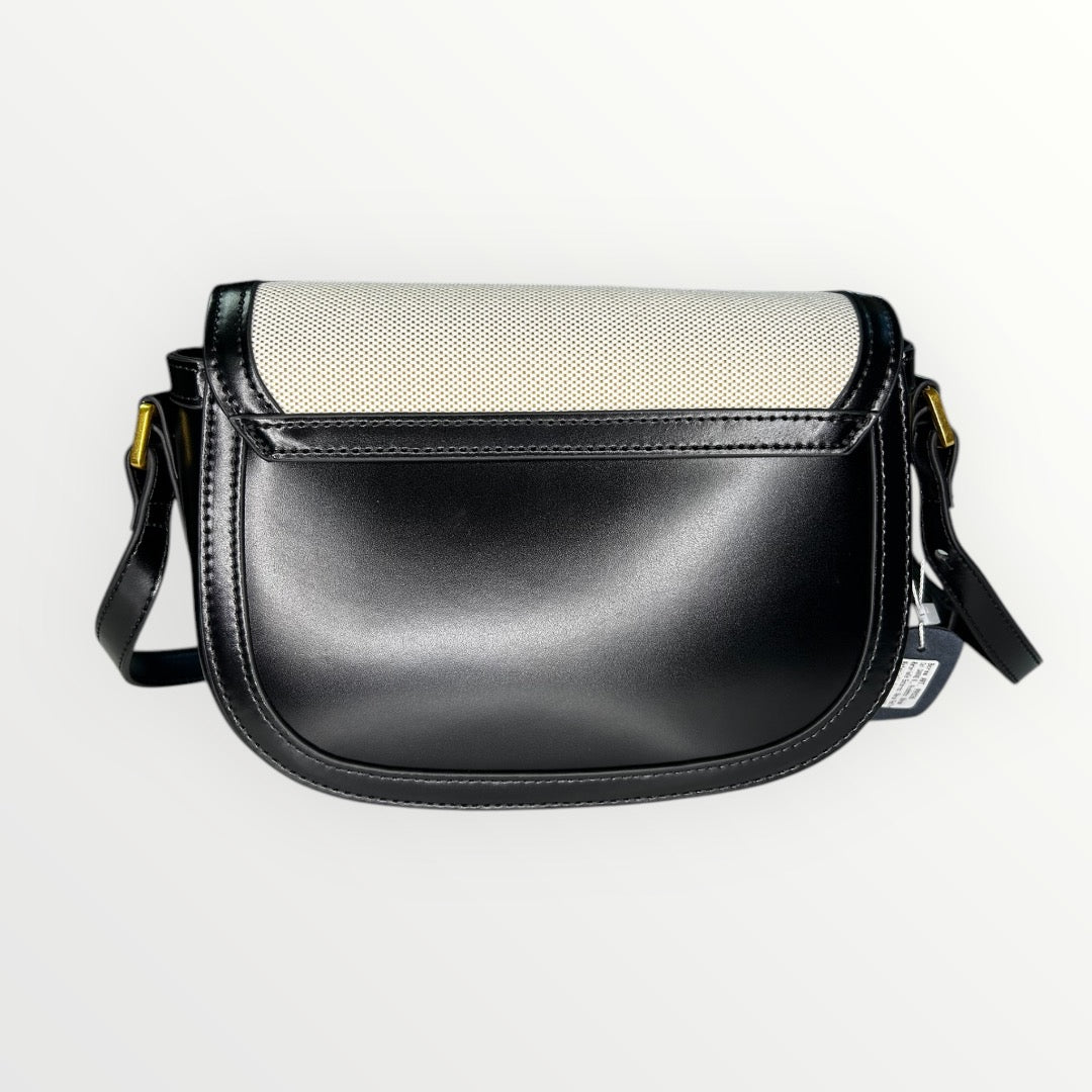 BORSA MAG IN PELLE LISCIA E CANVAS