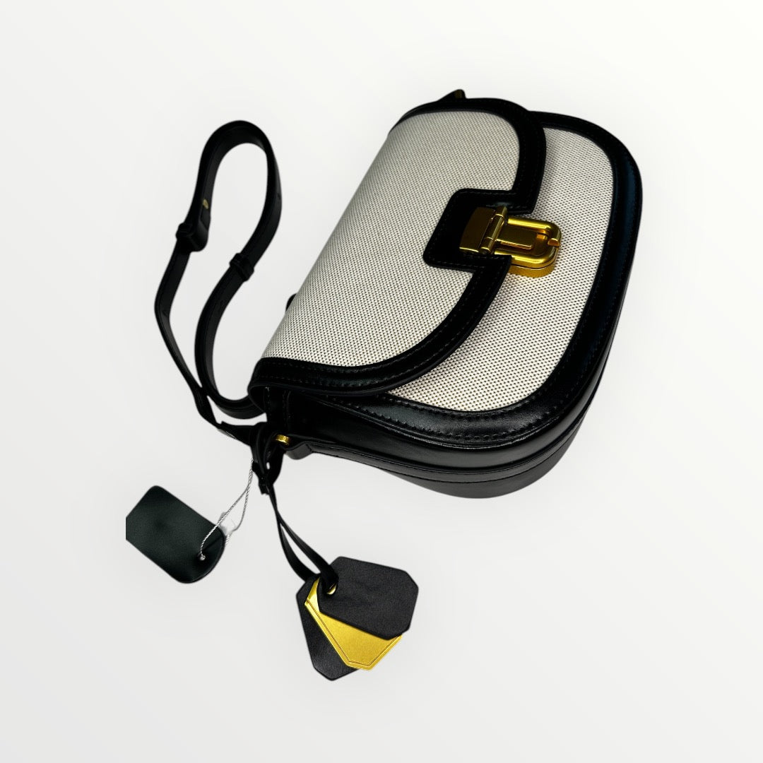 BORSA MAG IN PELLE LISCIA E CANVAS