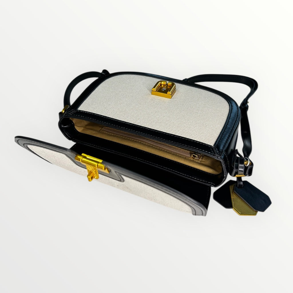 BORSA MAG IN PELLE  NERA E CANVAS