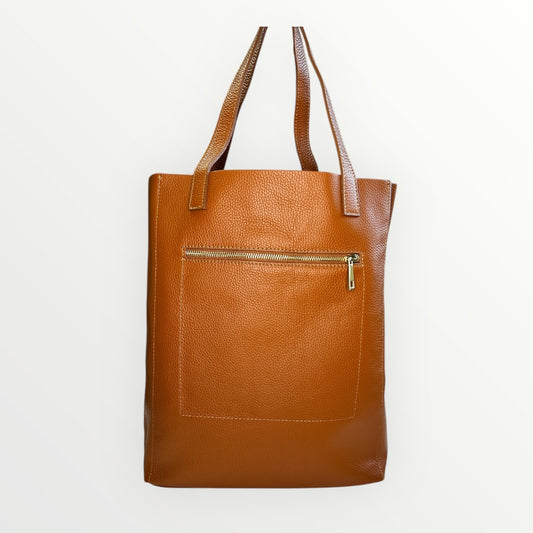 BORSA SHOPPER IN PELLE DOLLARO CUOIO