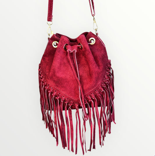 BORSA JOLIE IN PELLE CAMOSCIO BORDÒ