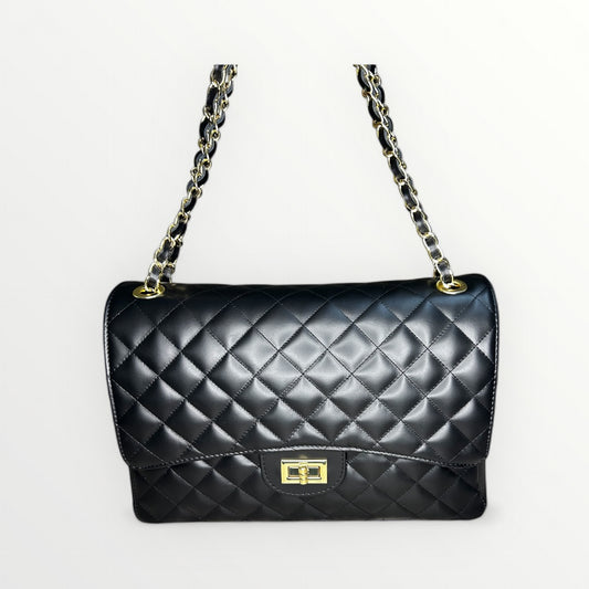 BORSA MAXI IN PELLE TRAPUNTATA NERA