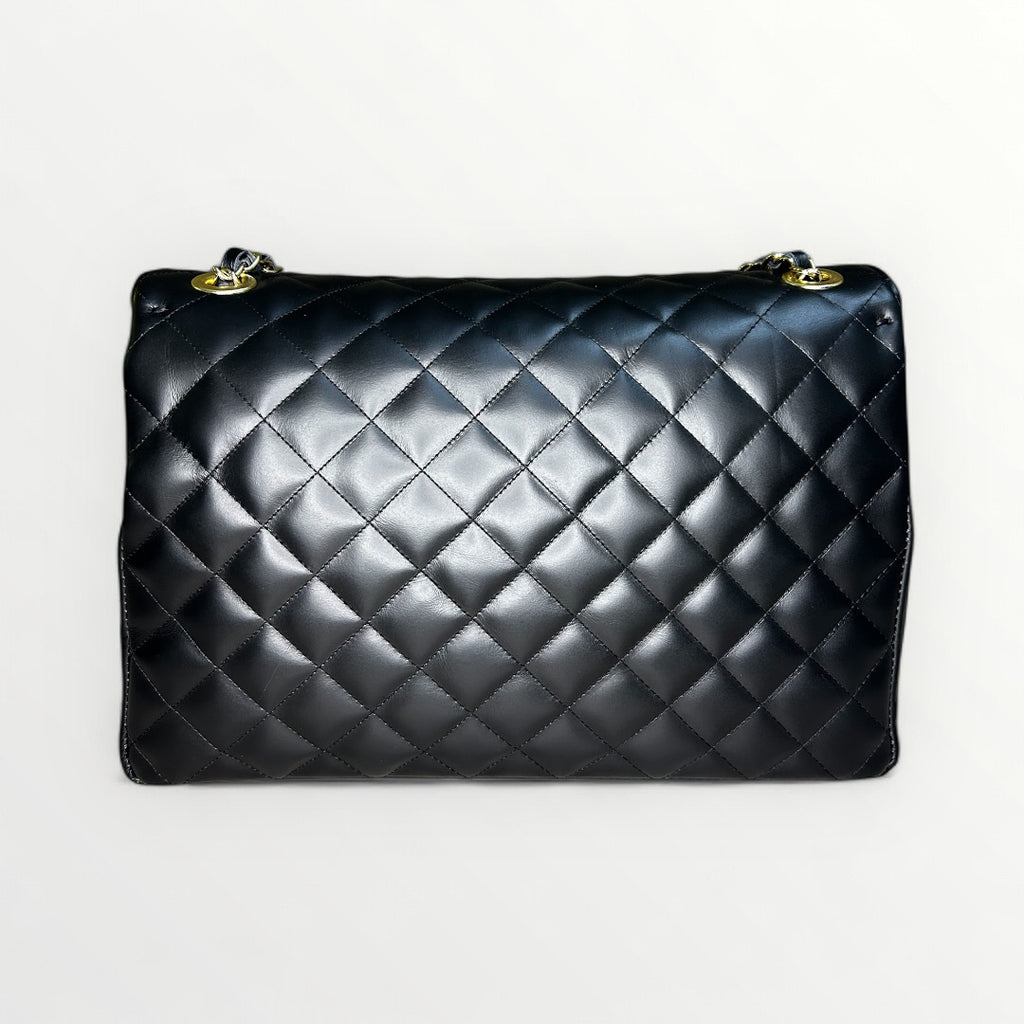 BORSA MAXI IN PELLE TRAPUNTATA NERA