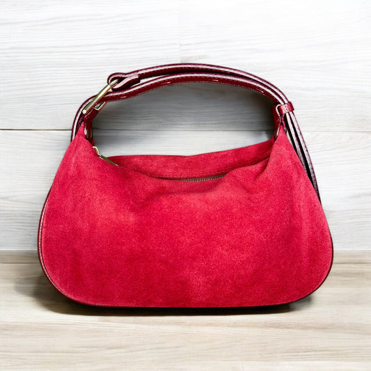 BORSA HOBO IN VERA PELLE CAMOSCIO ROSSO SCURO