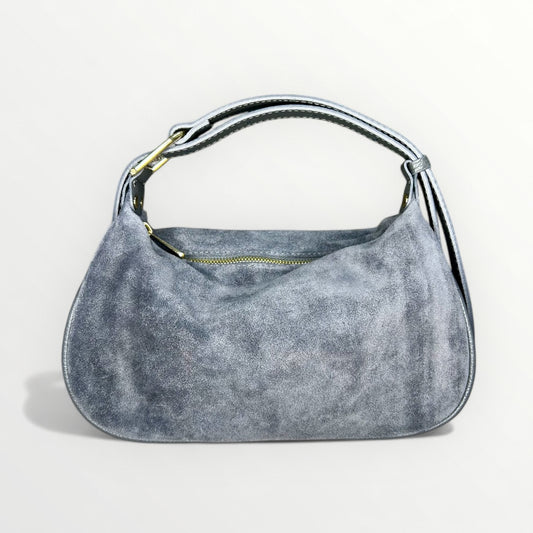 BORSA HOBO IN VERA PELLE CAMOSCIO GRIGIO
