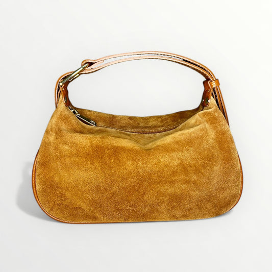 BORSA HOBO IN VERA PELLE CAMOSCIO CUOIO