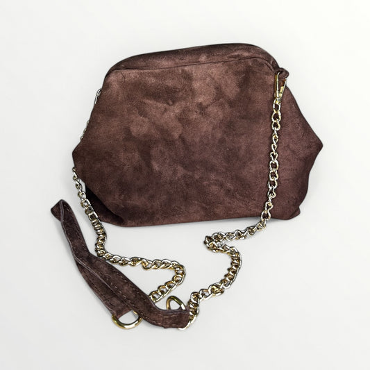 CLUTCH IN PELLE CAMOSCIO CIOCCOLATO