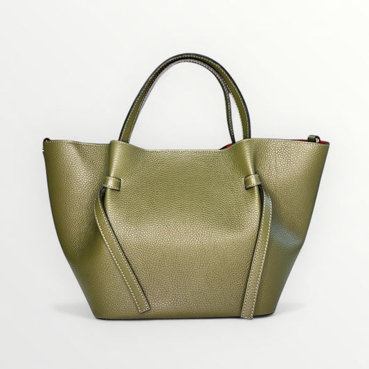BORSA ELLY IN PELLE DOLLARO VERDE MILITARE