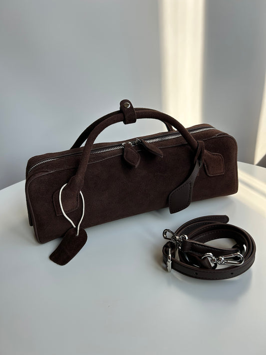 EAST W BAG SUEDE-DARK BROWN