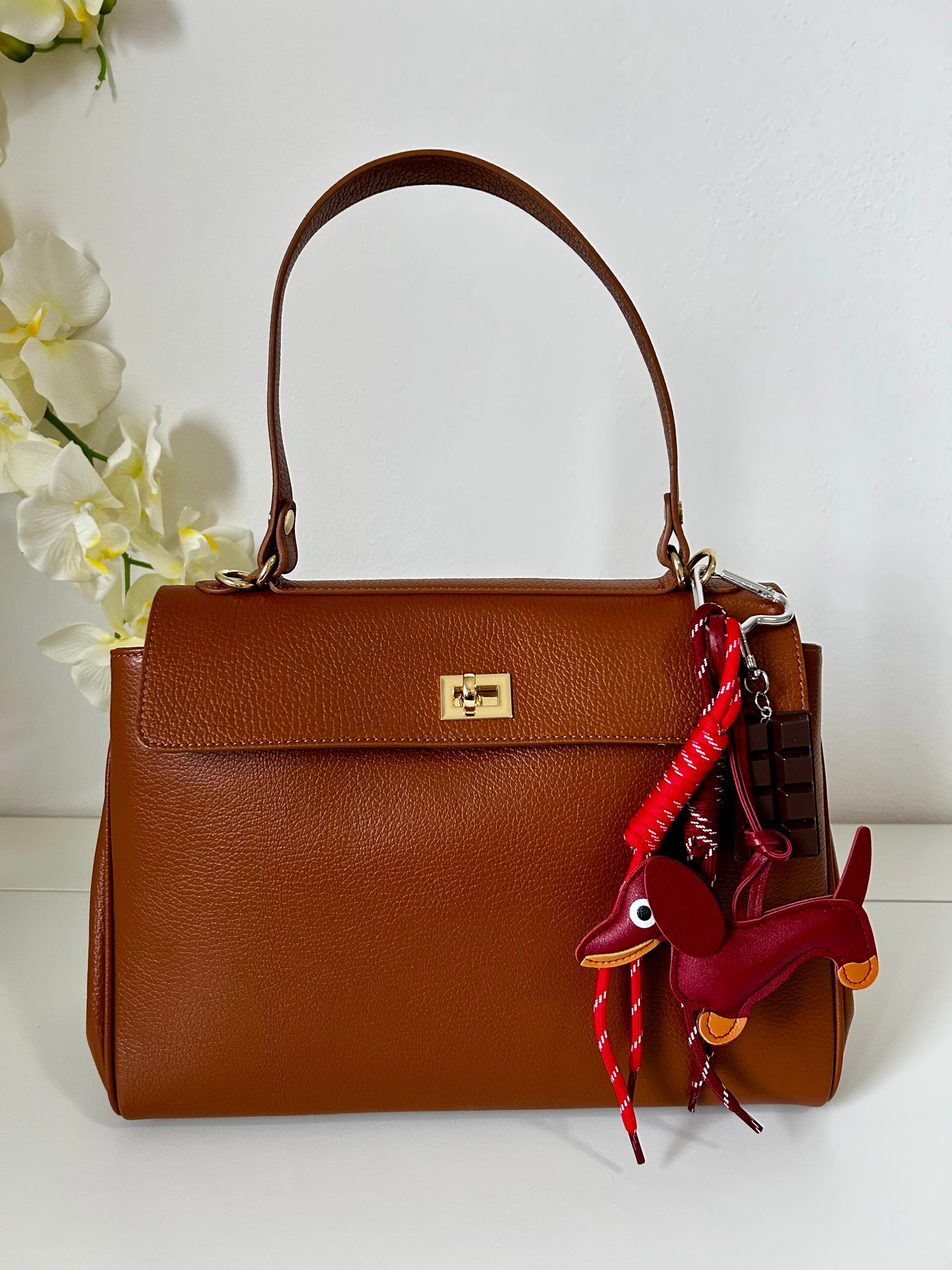 KIM IN PELLE CUOIO con Charm